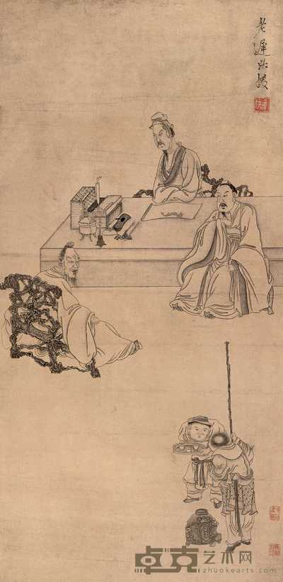 陈洪绶（款） 人物 立轴 89×43.5cm